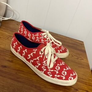 Taylor Swift edition Keds Red Sneakers with White Bow Pattern and box